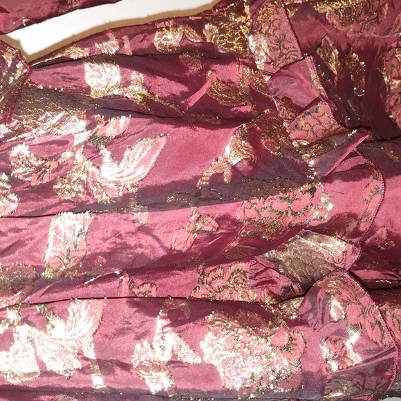 Altar’d State Burgundy, Gold flowers Dress w Cut outs + Lace up Back  si… - Picture 8 of 16